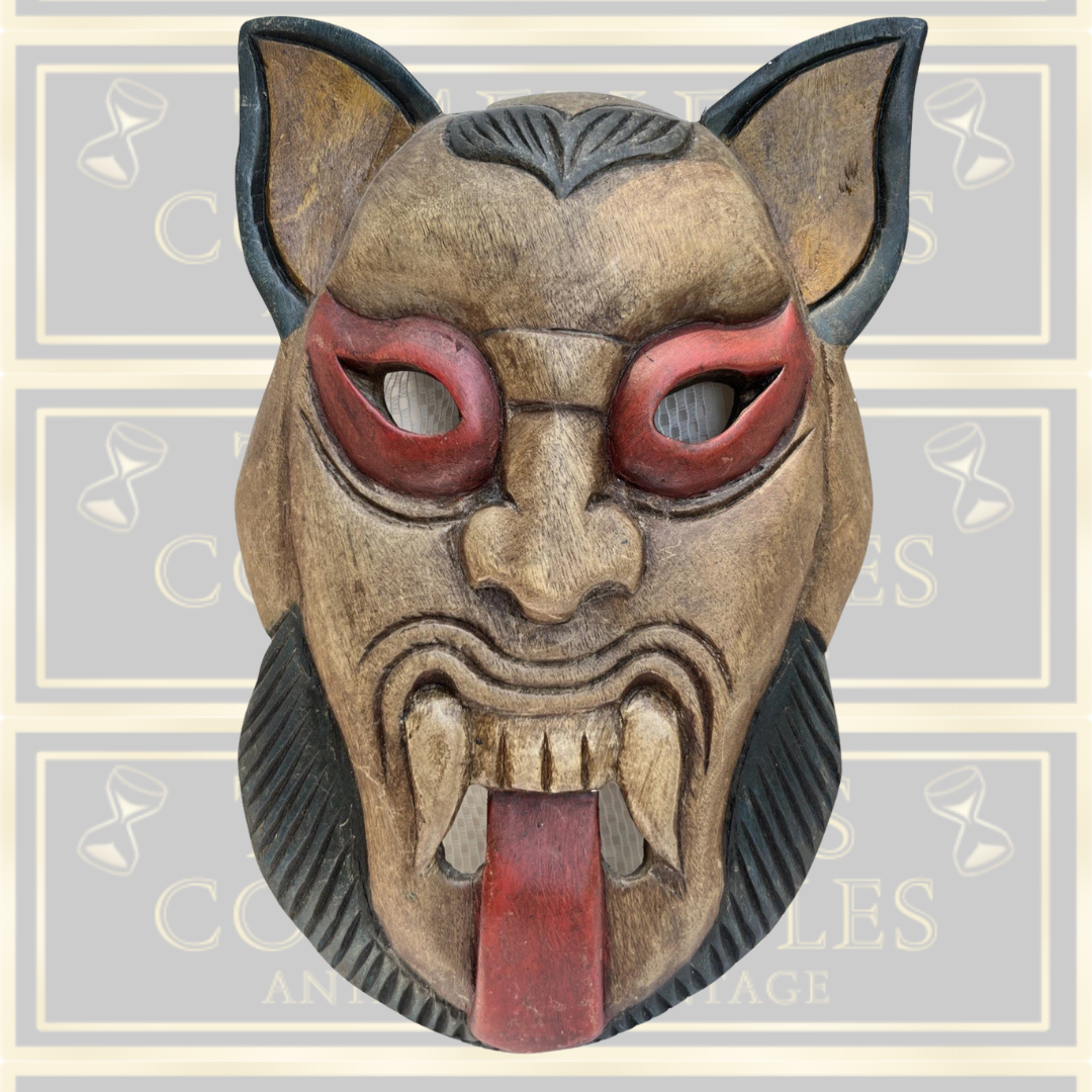 Vintage Thai Wooden Ritual Mask