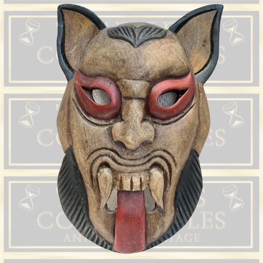 Vintage Thai Wooden Ritual Mask
