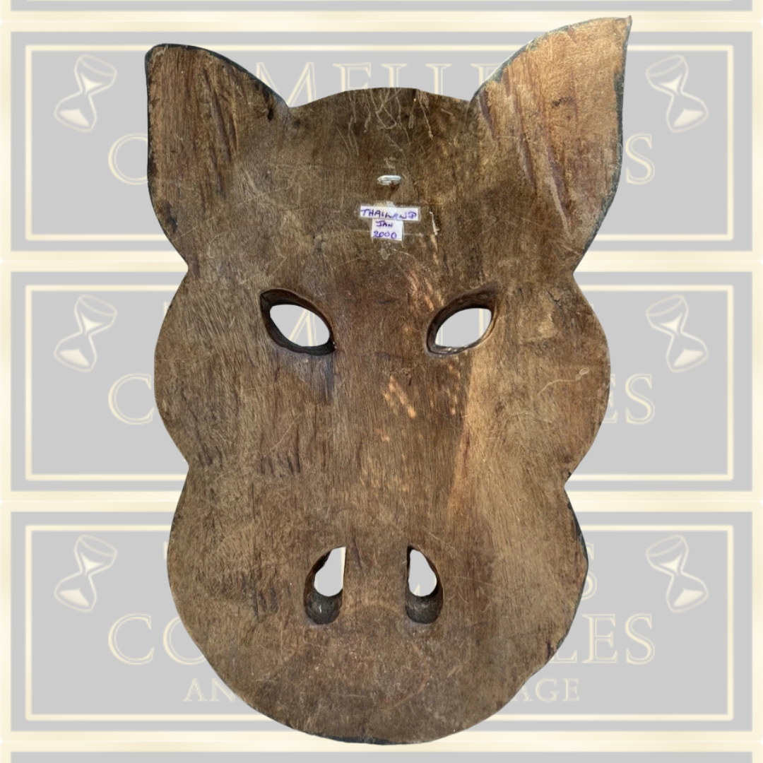 Vintage Thai Wooden Ritual Mask