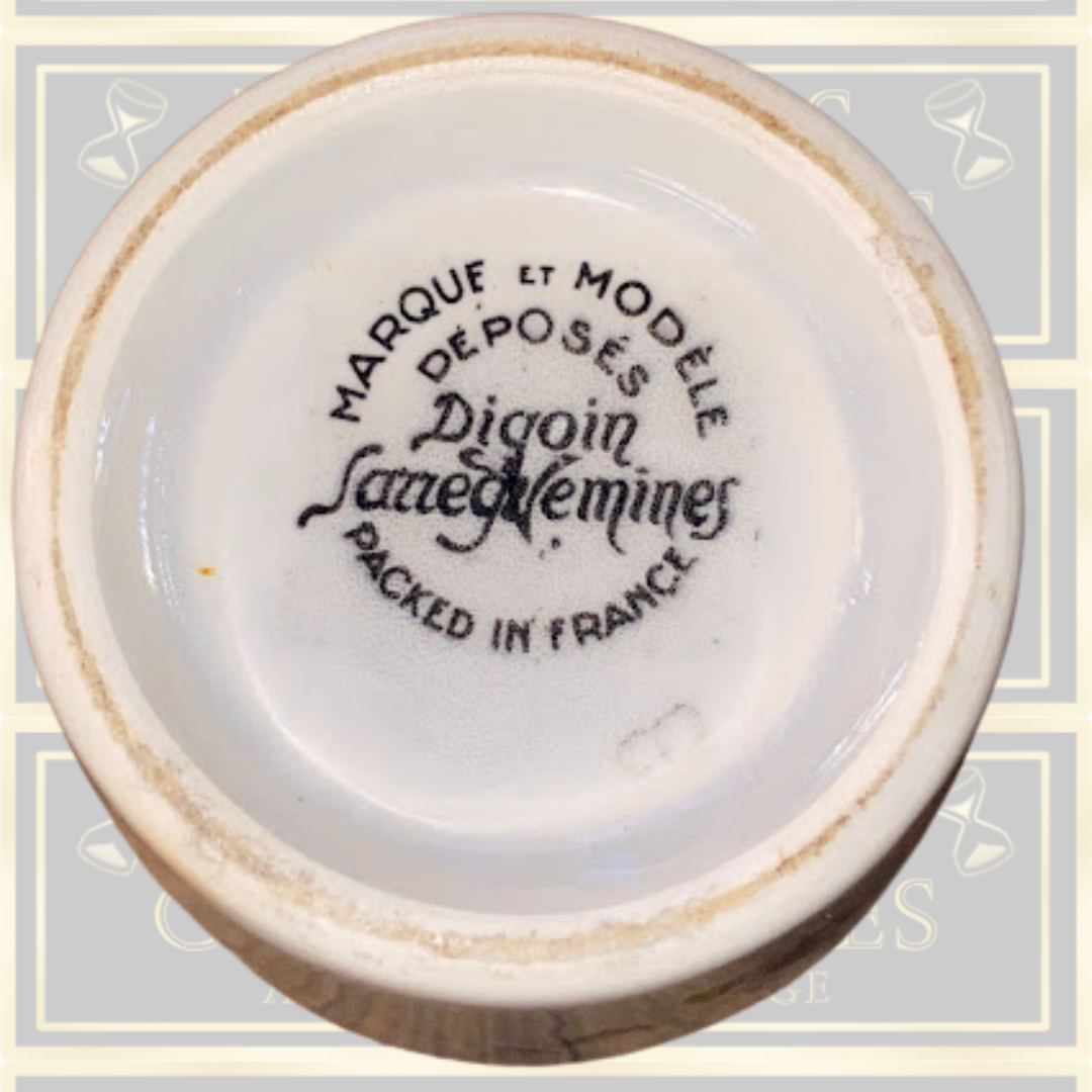 Vintage Grey Poupon Jar French Blue & White Mustard Pot
