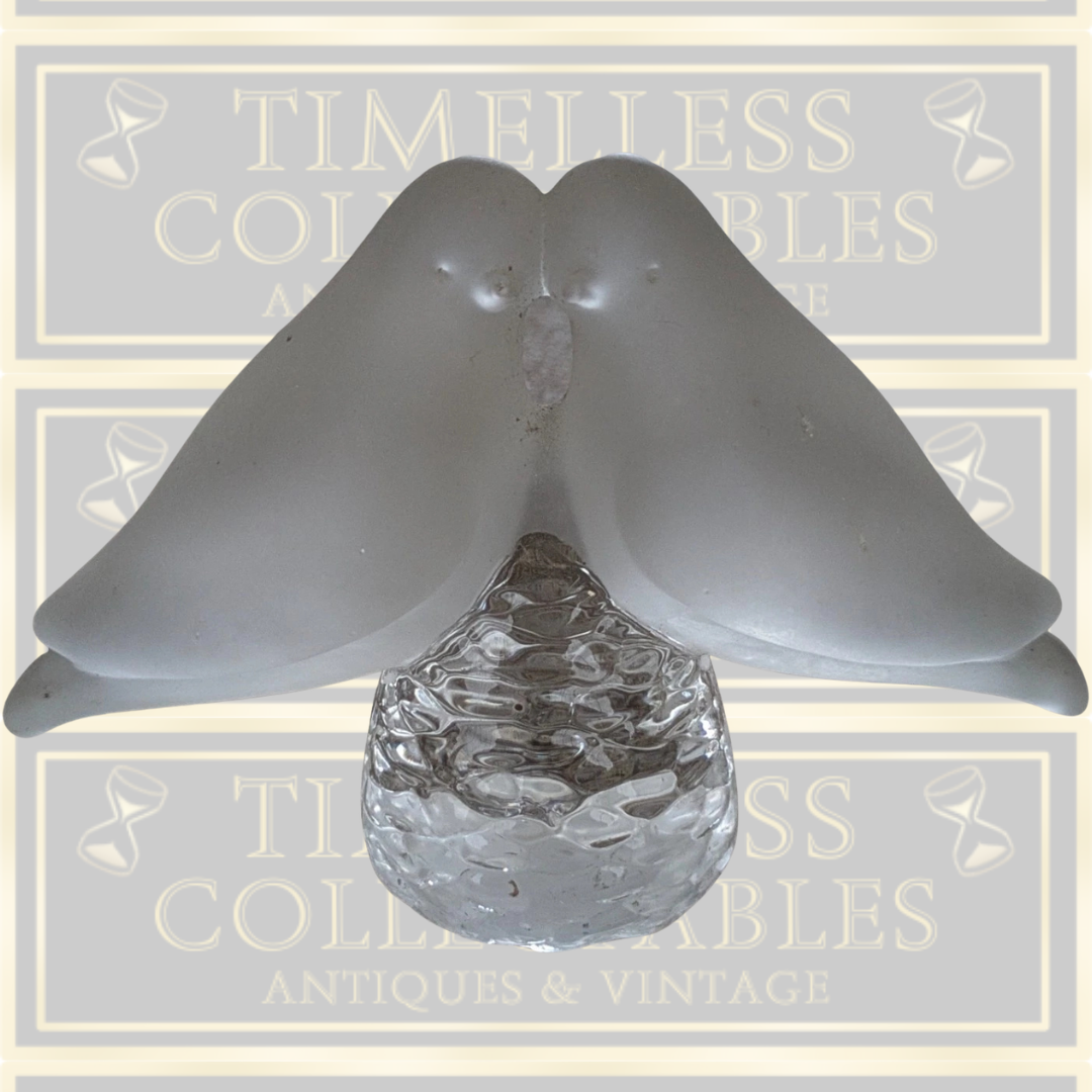 Vintage Reijmyre Swedish Frosted Art Glass Crystal Birds Paperweight