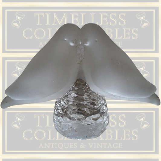 Vintage Reijmyre Swedish Frosted Art Glass Crystal Birds Paperweight