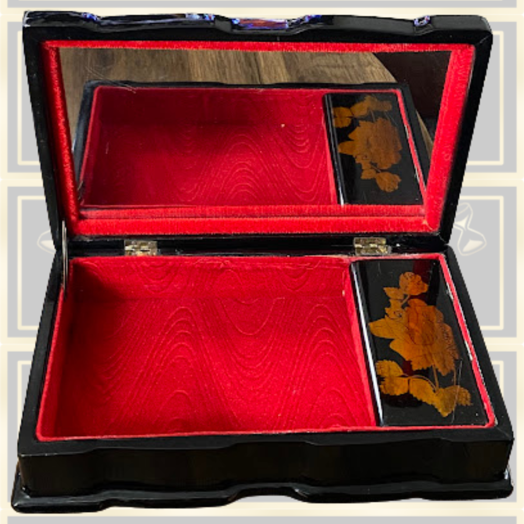 Vintage Black Lacquered Japanese Jewellery Box