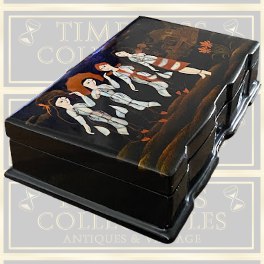 Vintage Black Lacquered Japanese Jewellery Box