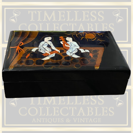Vintage Black Lacquered Japanese Jewellery Box