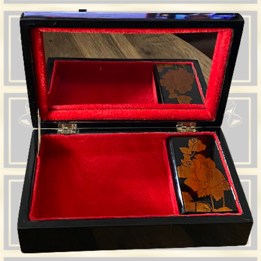 Vintage Black Lacquered Japanese Jewellery Box