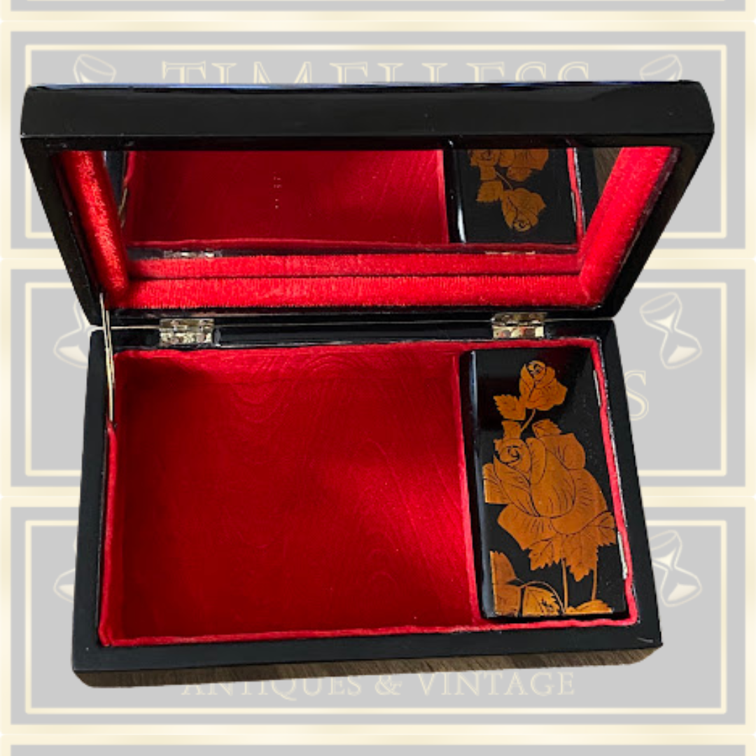 Vintage Black Lacquered Japanese Jewellery Box