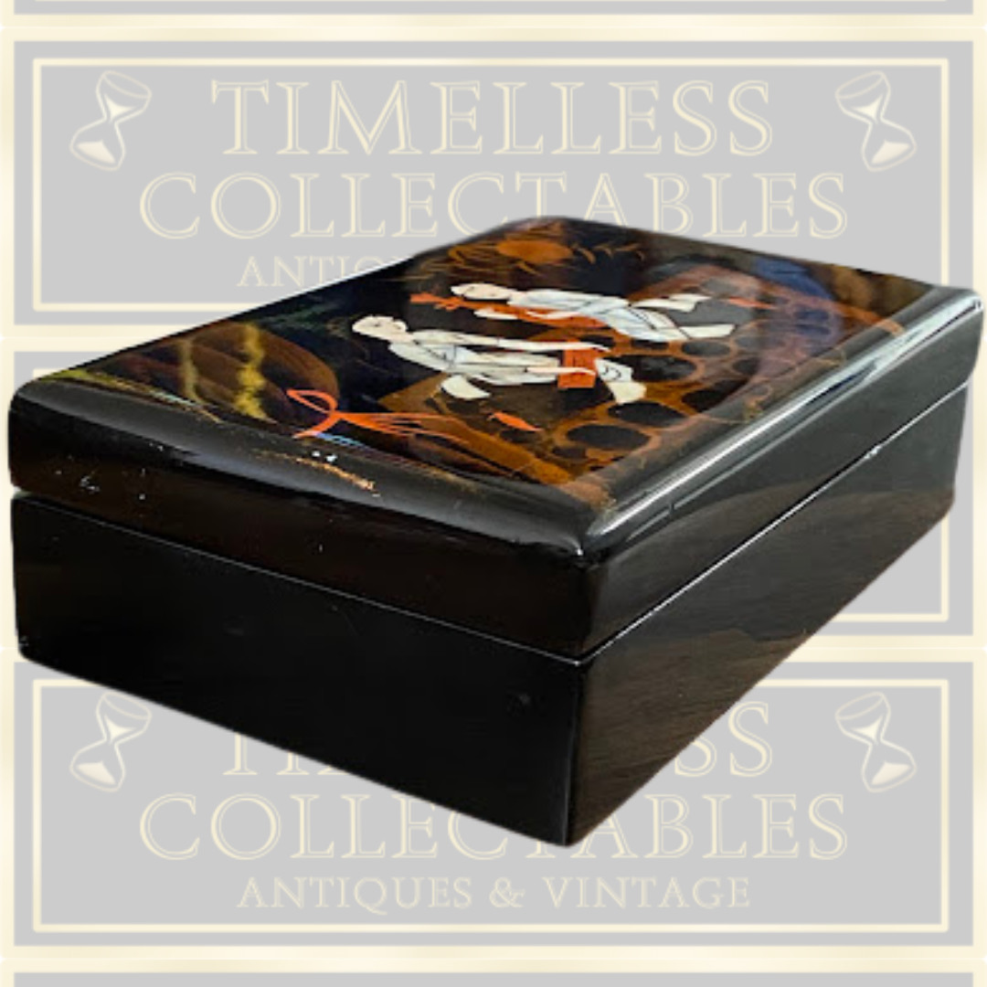 Vintage Black Lacquered Japanese Jewellery Box