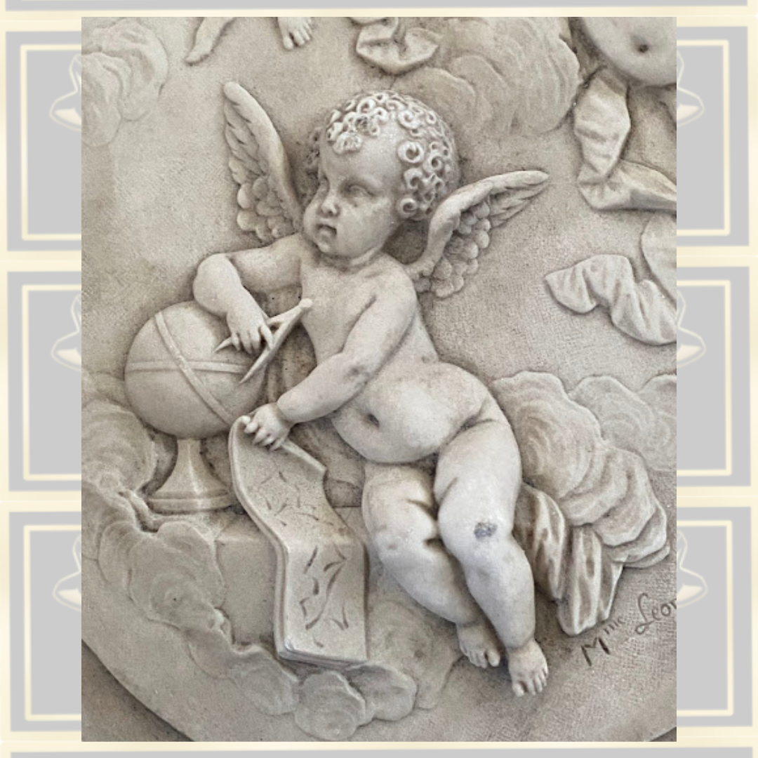 Vintage Pair Leon Bertaux Cherub Plaques