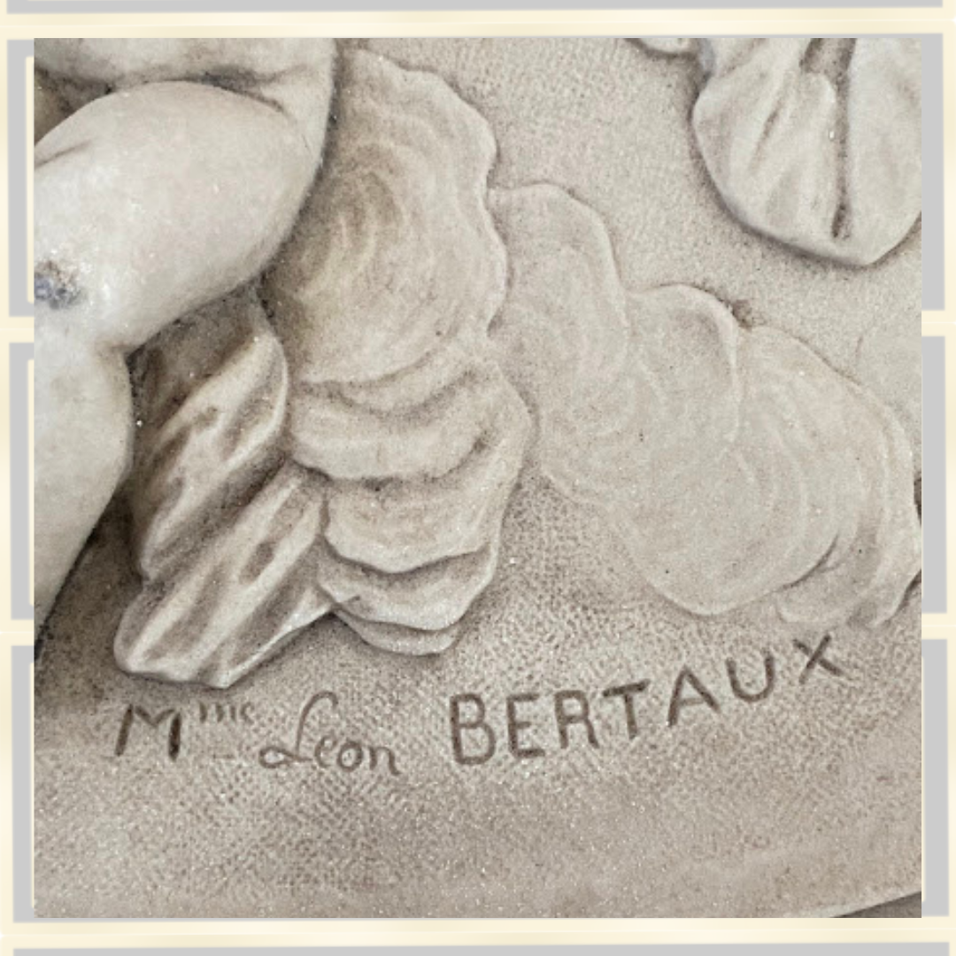Vintage Pair Leon Bertaux Cherub Plaques