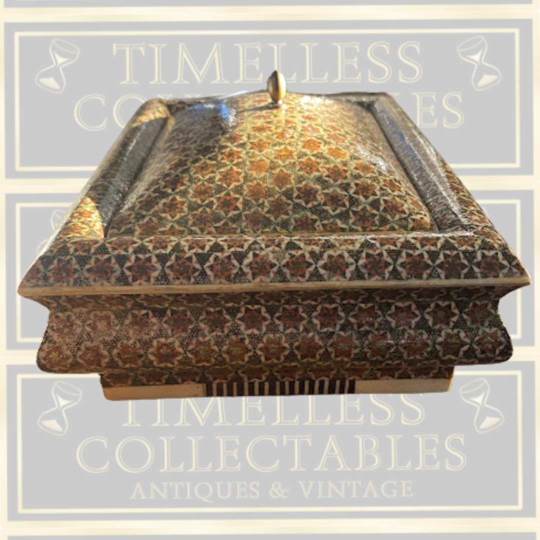 Vintage Anglo Indian Micro Sadeli Mosaic Inlaid Jewellery Box