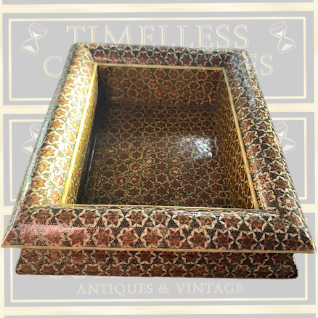 Vintage Anglo Indian Micro Sadeli Mosaic Inlaid Jewellery Box