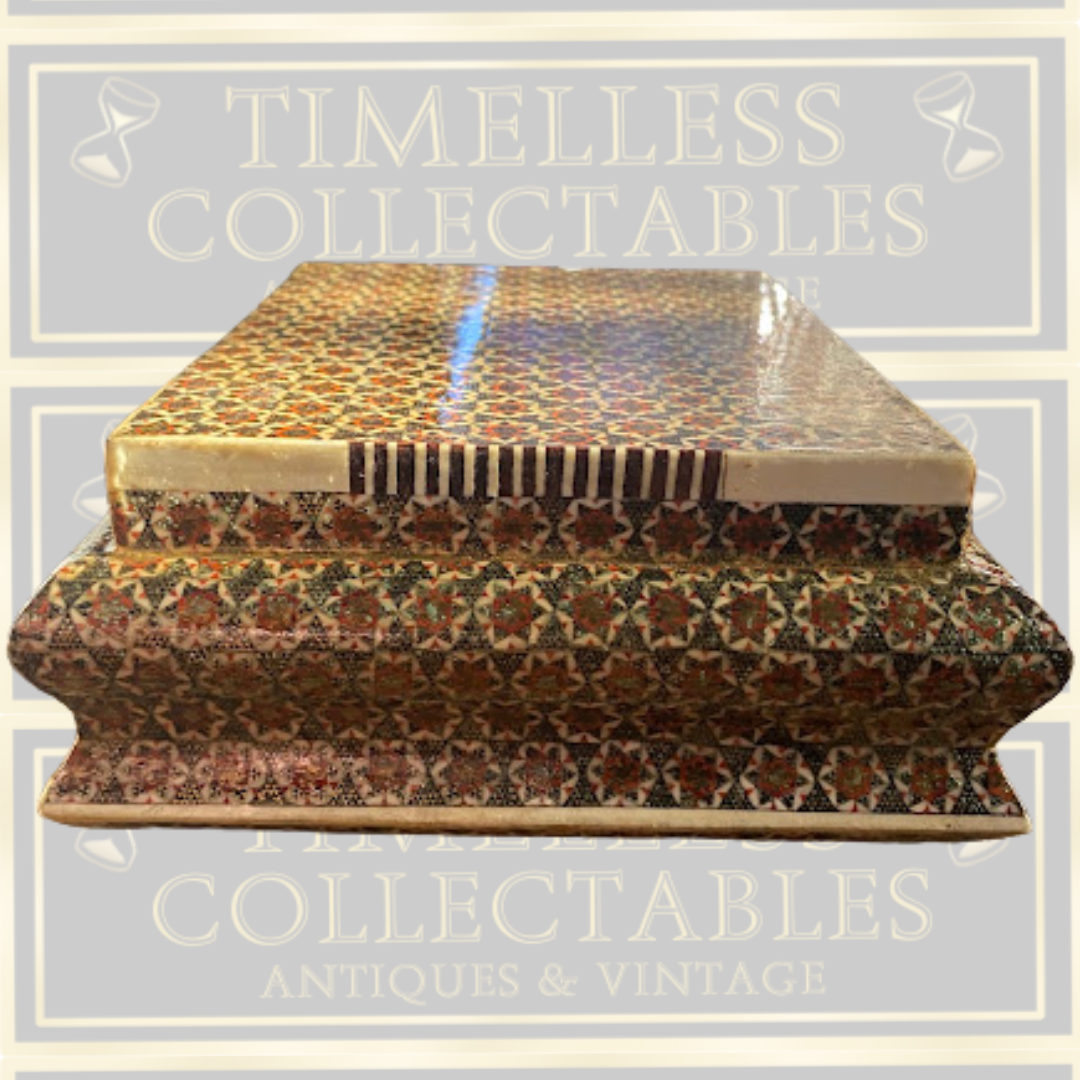Vintage Anglo Indian Micro Sadeli Mosaic Inlaid Jewellery Box