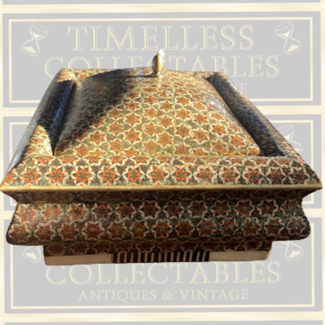 Vintage Anglo Indian Micro Sadeli Mosaic Inlaid Jewellery Box