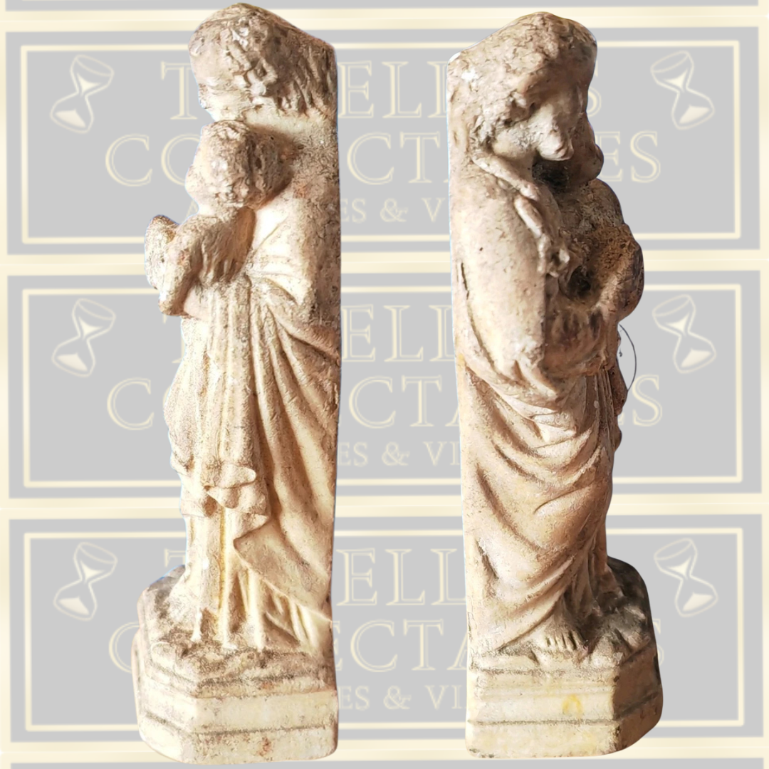 Antique French Chalkware Statue Saint Joseph Holding Infant Jesus