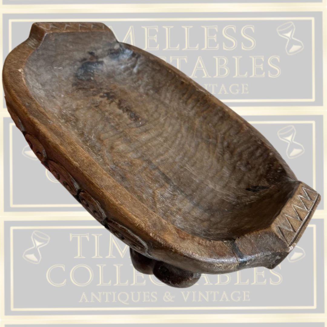 Large Vintage Tribal Carved Wood Bowl