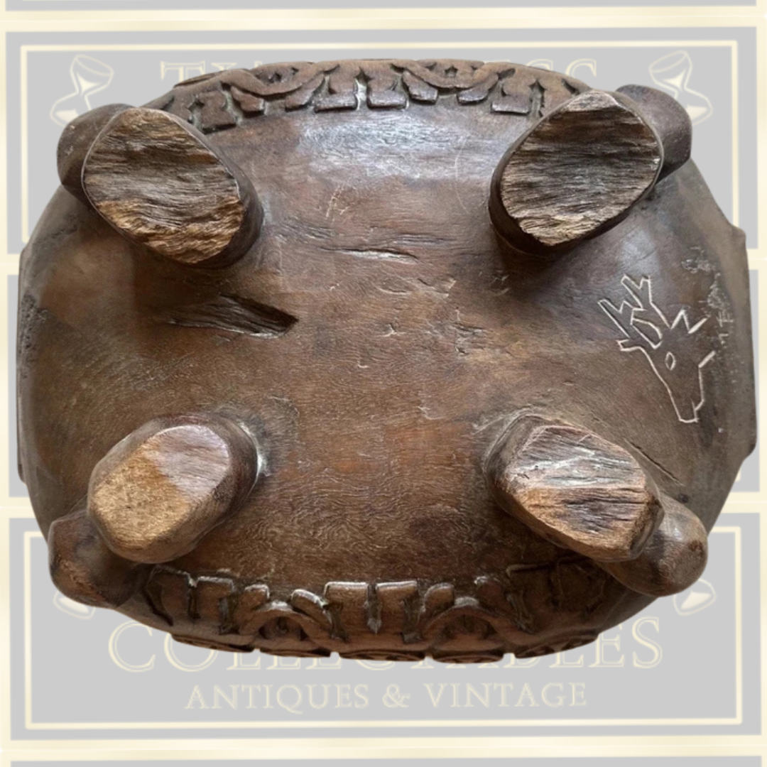 Large Vintage Tribal Carved Wood Bowl