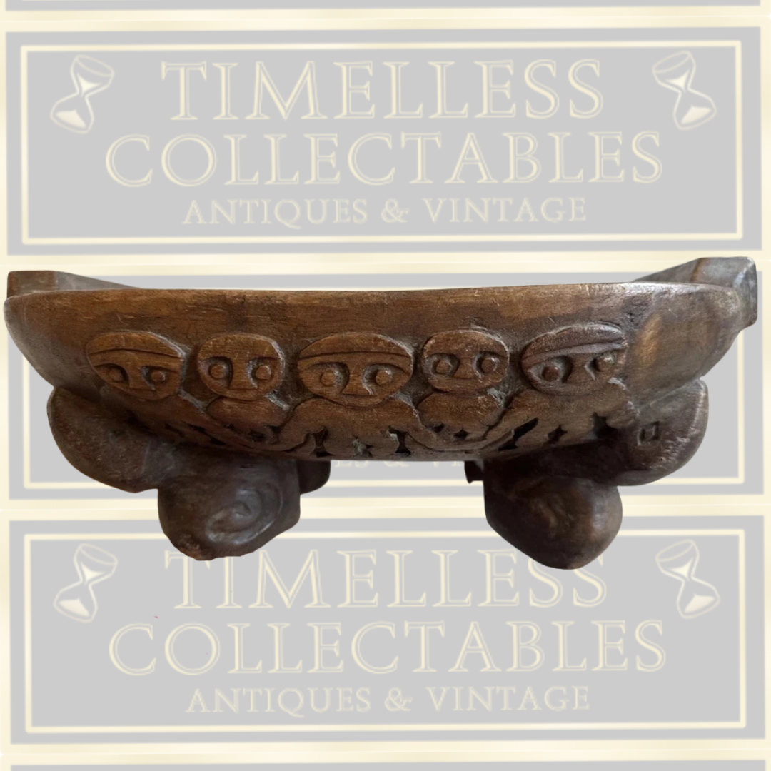 Large Vintage Tribal Carved Wood Bowl