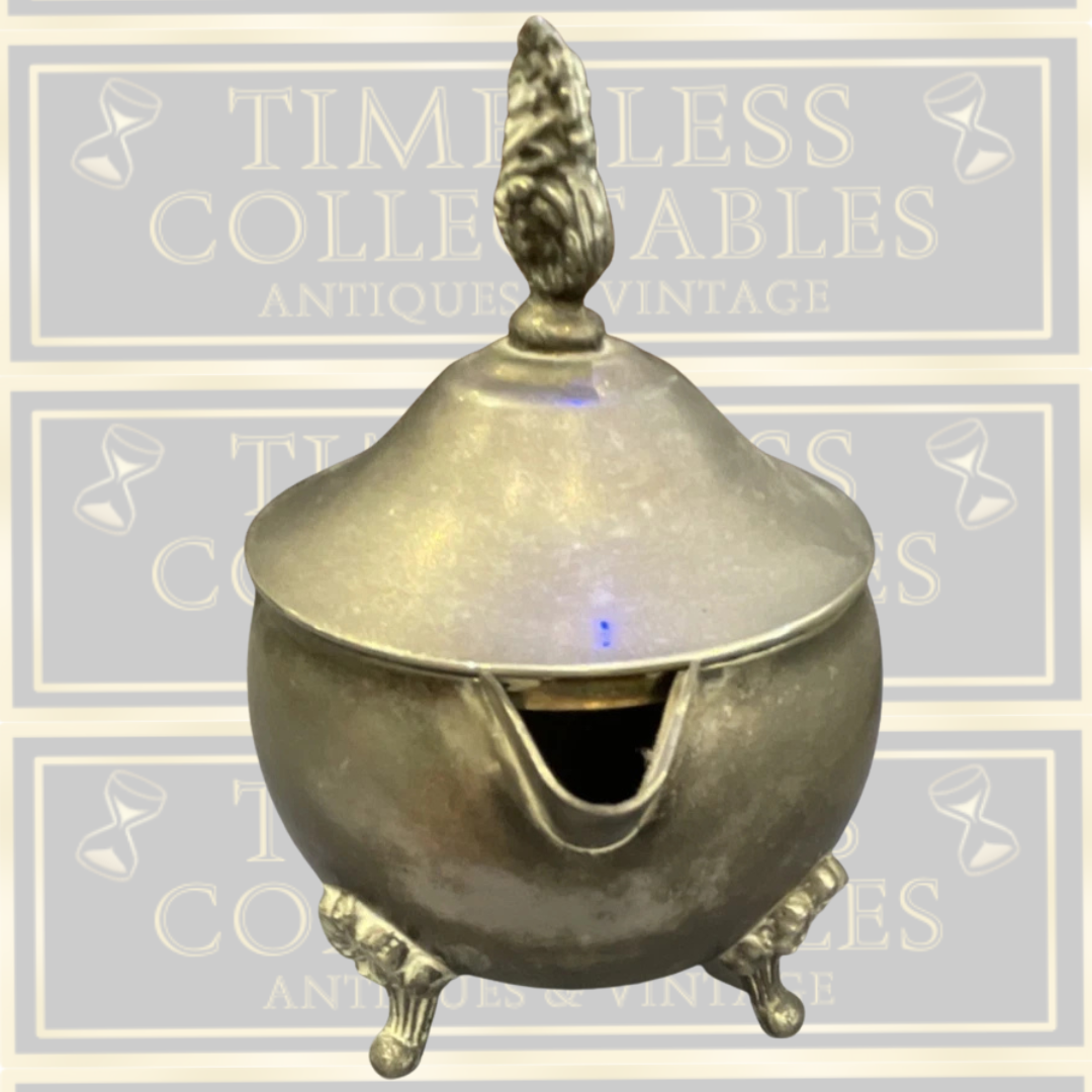 Antique Silver Plate Tea Pot Ornate Handle Decorative Feet with Lid