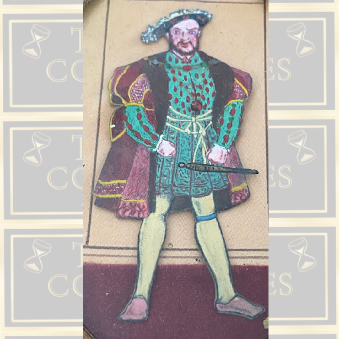 Vintage Reverse Painted Glass Miniature Portrait King Henry VIII