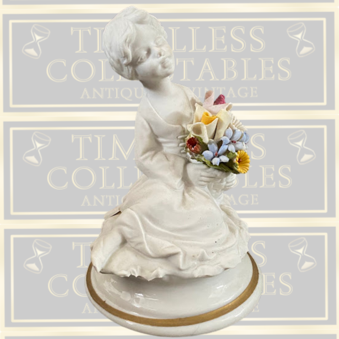 Vintage Capodimonte Marcolin Girl With Flowers