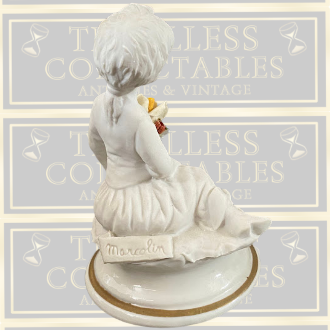 Vintage Capodimonte Marcolin Girl With Flowers