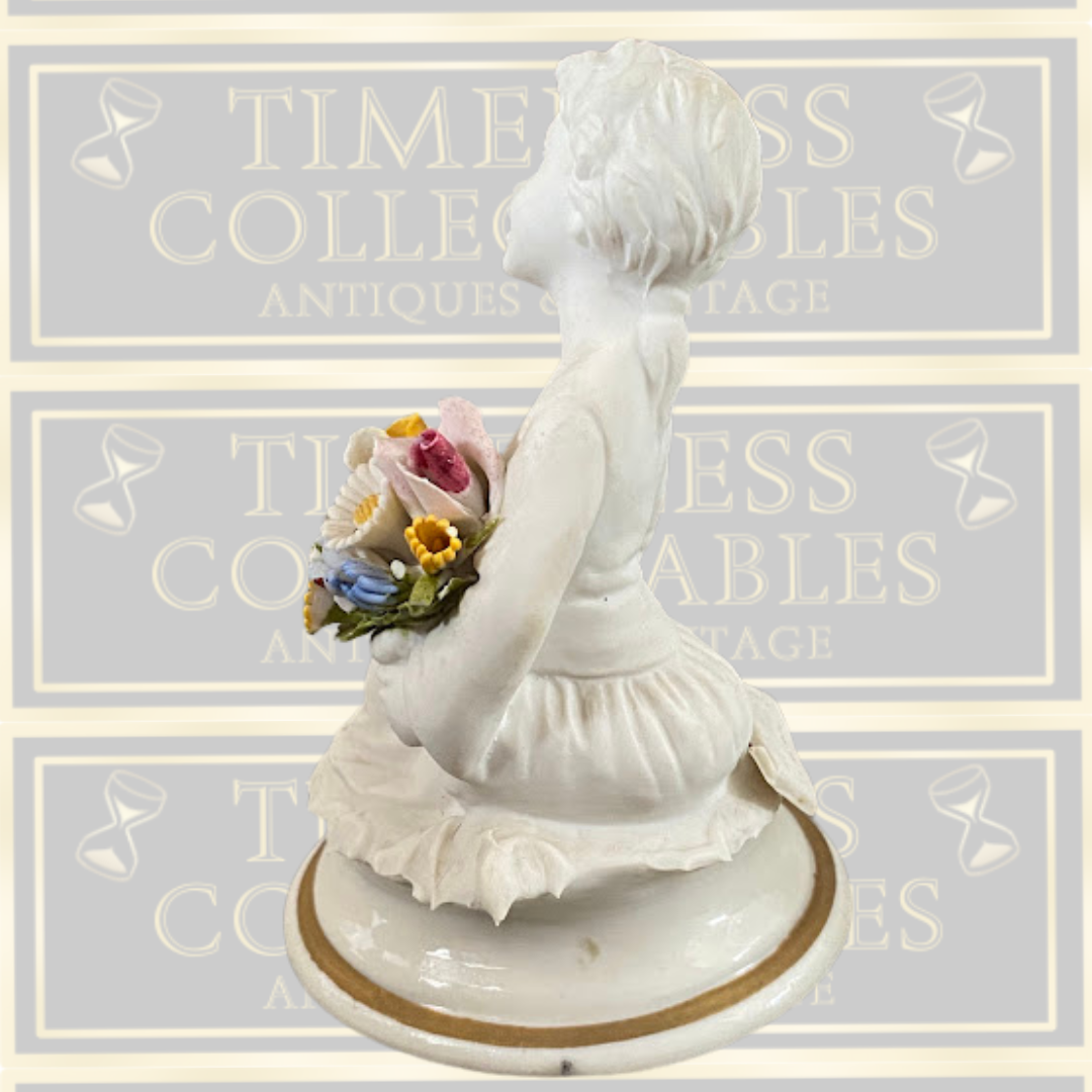 Vintage Capodimonte Marcolin Girl With Flowers