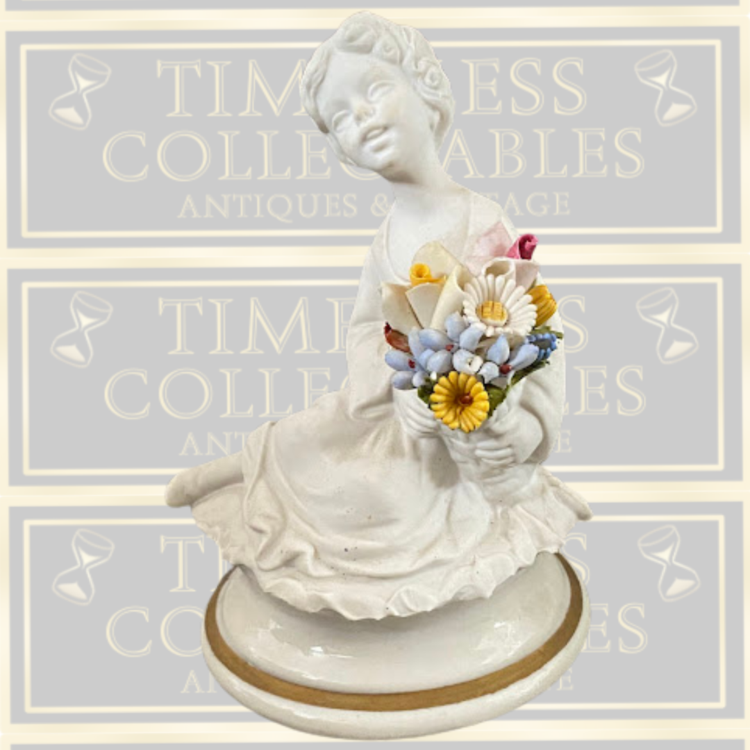 Vintage Capodimonte Marcolin Girl With Flowers