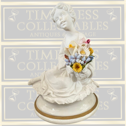 Vintage Capodimonte Marcolin Girl With Flowers