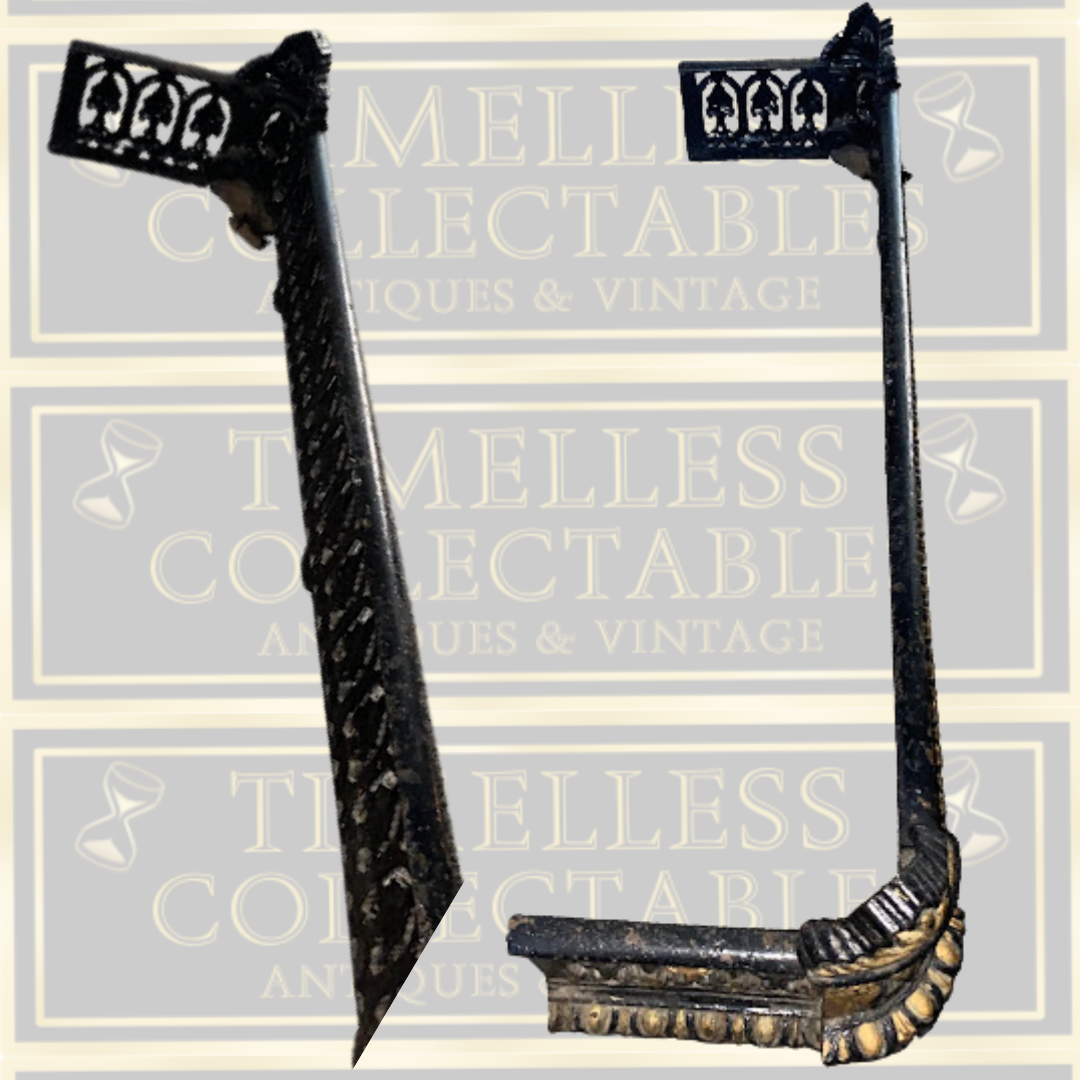 Antique Ornate Cast Iron Fireplace Fender Curb