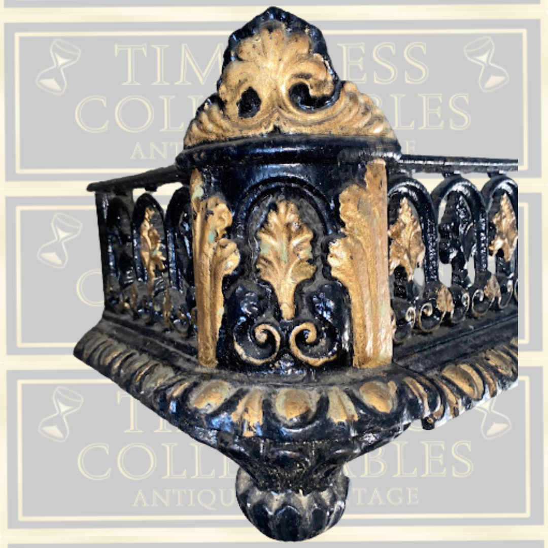 Antique Ornate Cast Iron Fireplace Fender Curb