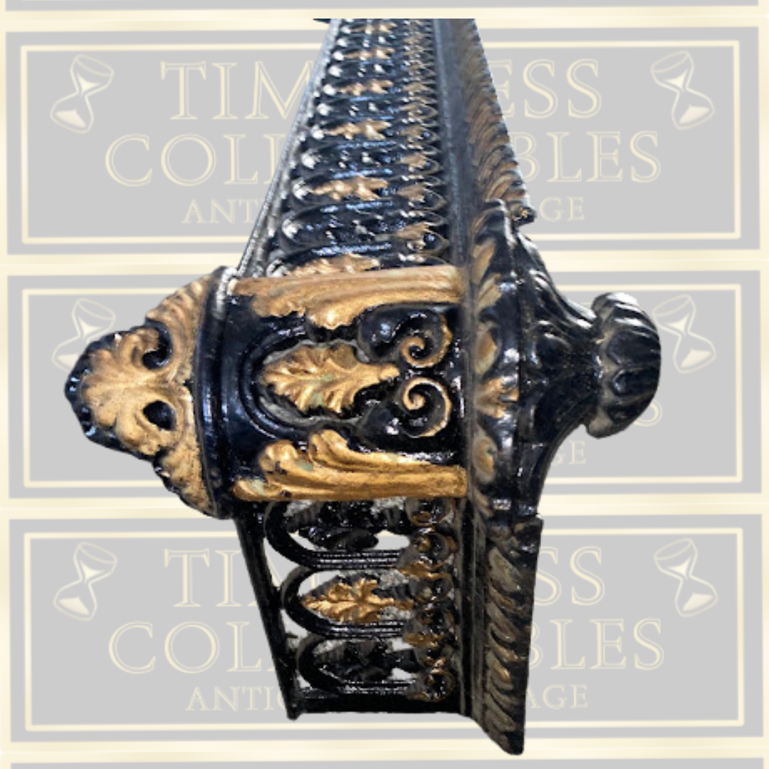 Antique Ornate Cast Iron Fireplace Fender Curb