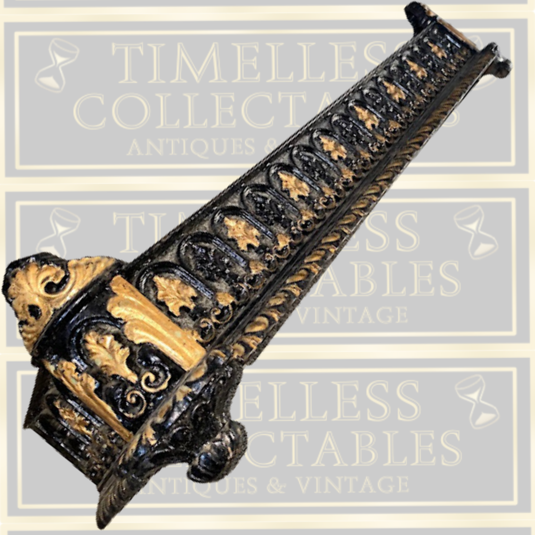 Antique Ornate Cast Iron Fireplace Fender Curb