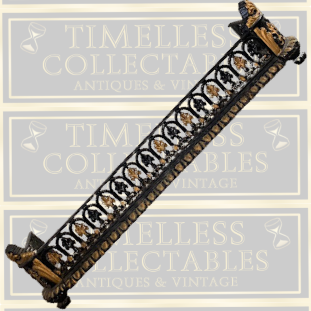 Antique Ornate Cast Iron Fireplace Fender Curb