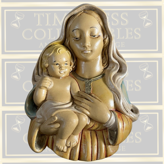 Vintage Italian Virgin Mary & Child Wall Plaque