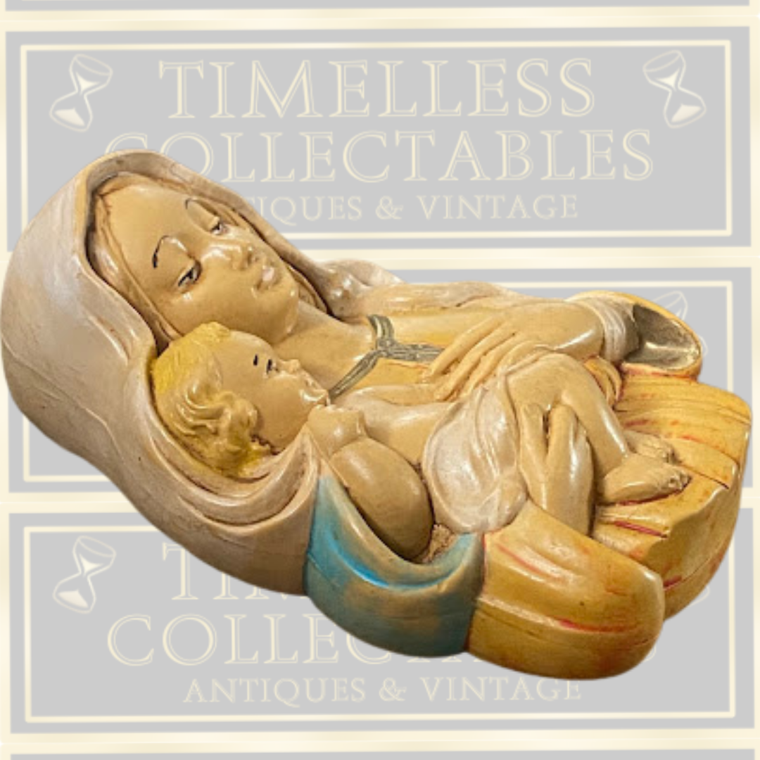 Vintage Italian Virgin Mary & Child Wall Plaque