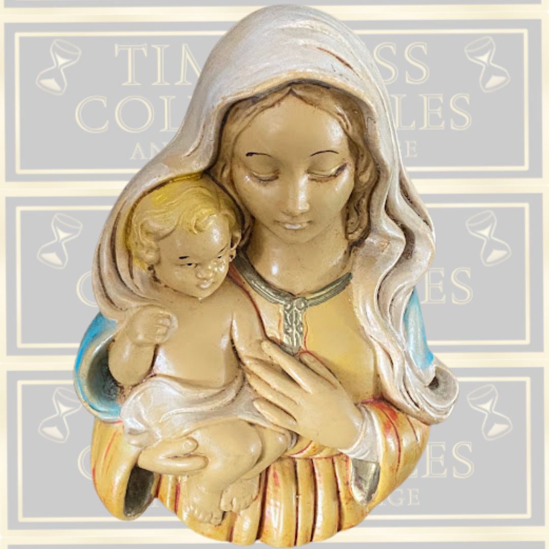 Vintage Italian Virgin Mary & Child Wall Plaque