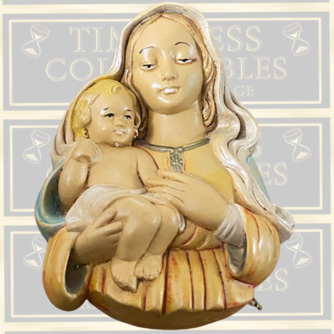 Vintage Italian Virgin Mary & Child Wall Plaque