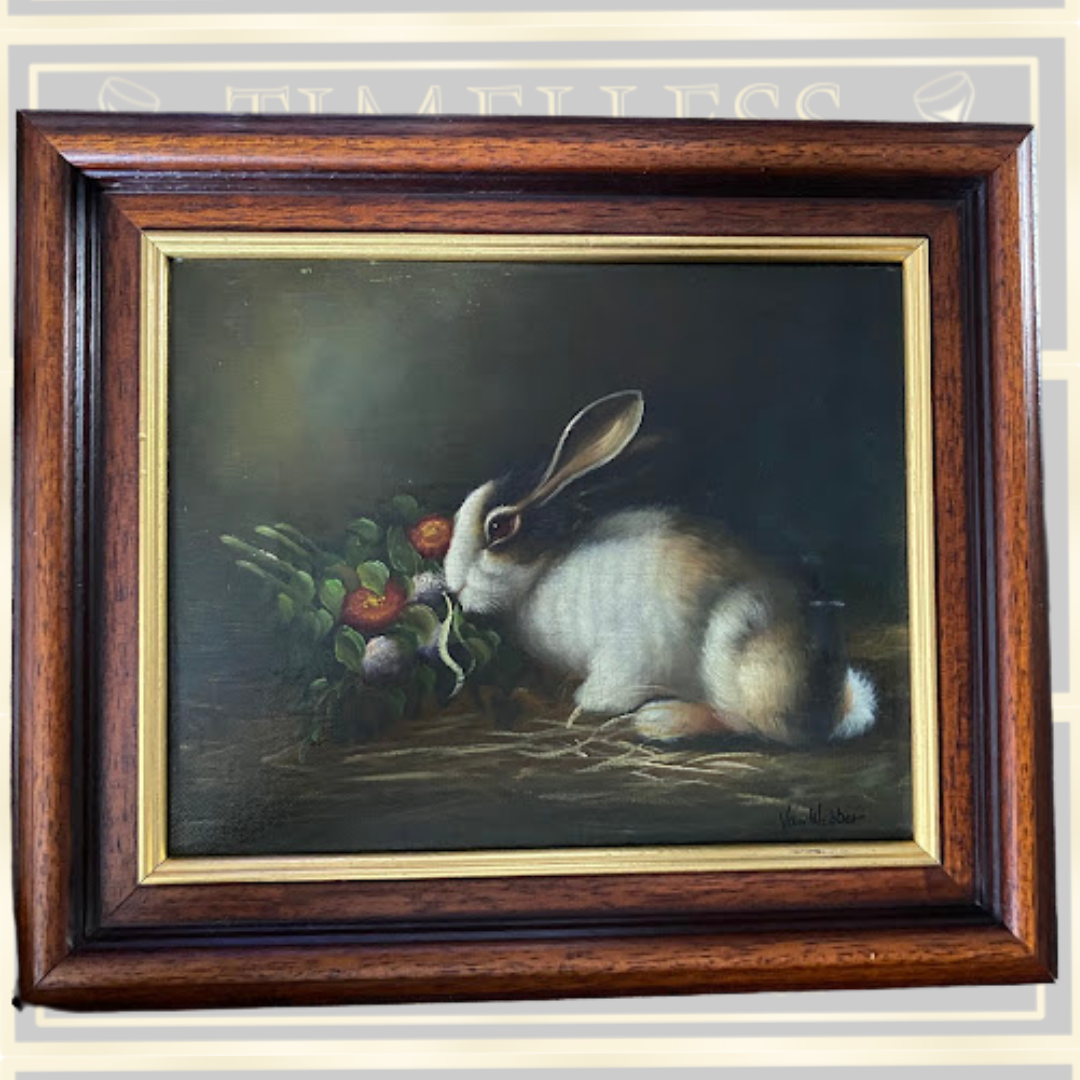 Vintage Old Master Style Oil On Canvas Rabbit Painting