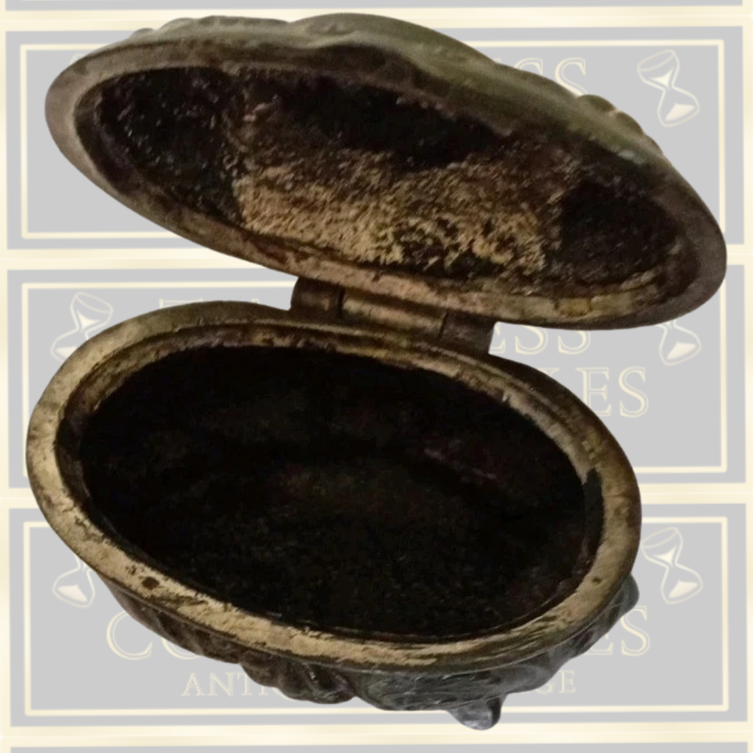 Antique Ornate Metal Footed Trinket Jewelry Box