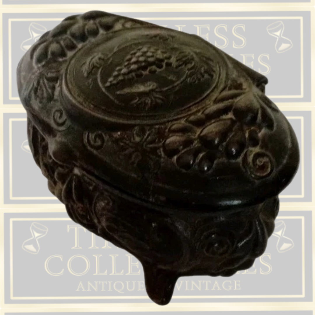Antique Ornate Metal Footed Trinket Jewelry Box