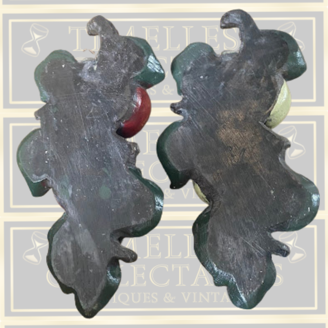 Vintage Pair Ceramic Fruit Wall Plaques