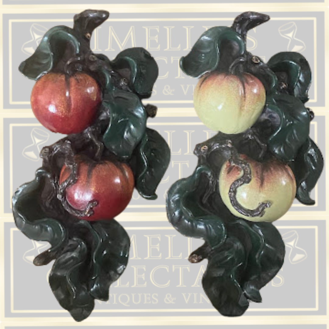 Vintage Pair Ceramic Fruit Wall Plaques