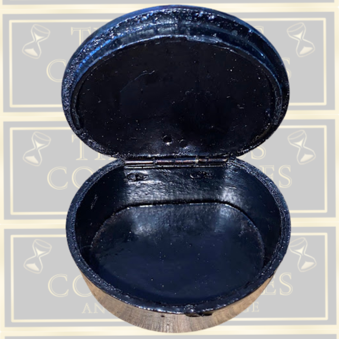 Antique Oval Paper Mache Lacquer Snuff Box