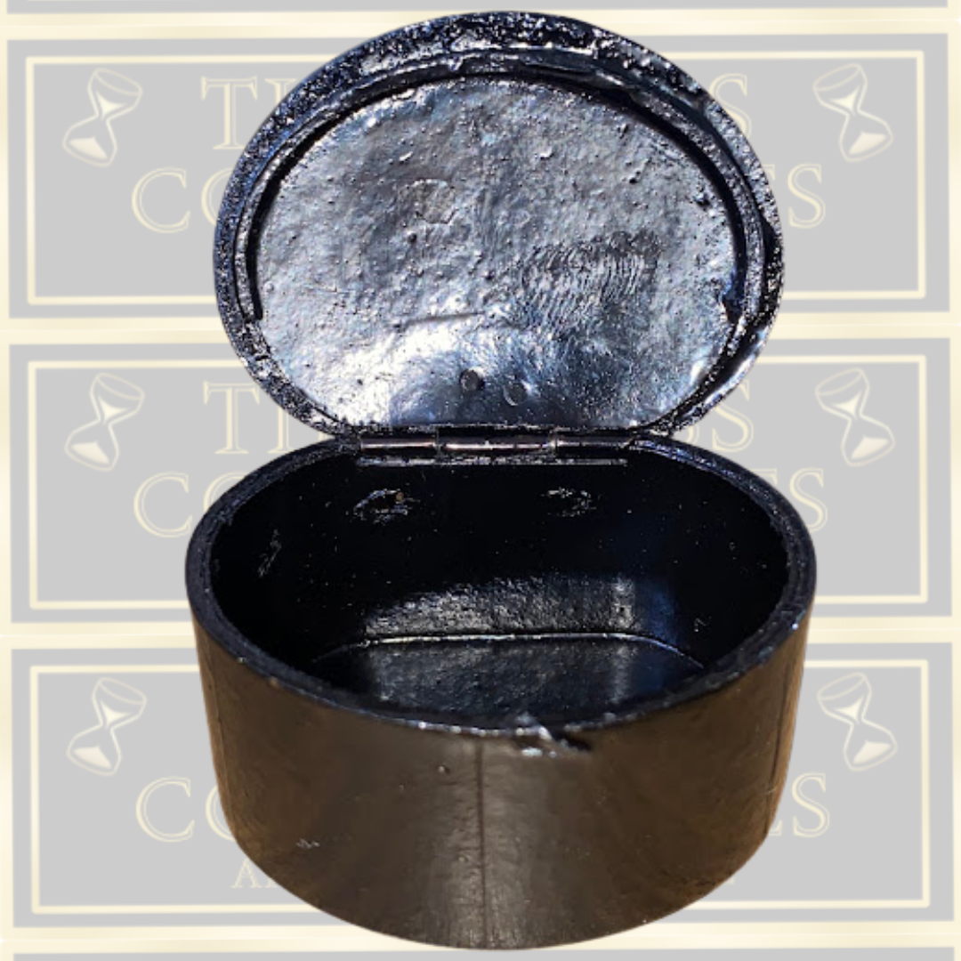 Antique Oval Paper Mache Lacquer Snuff Box