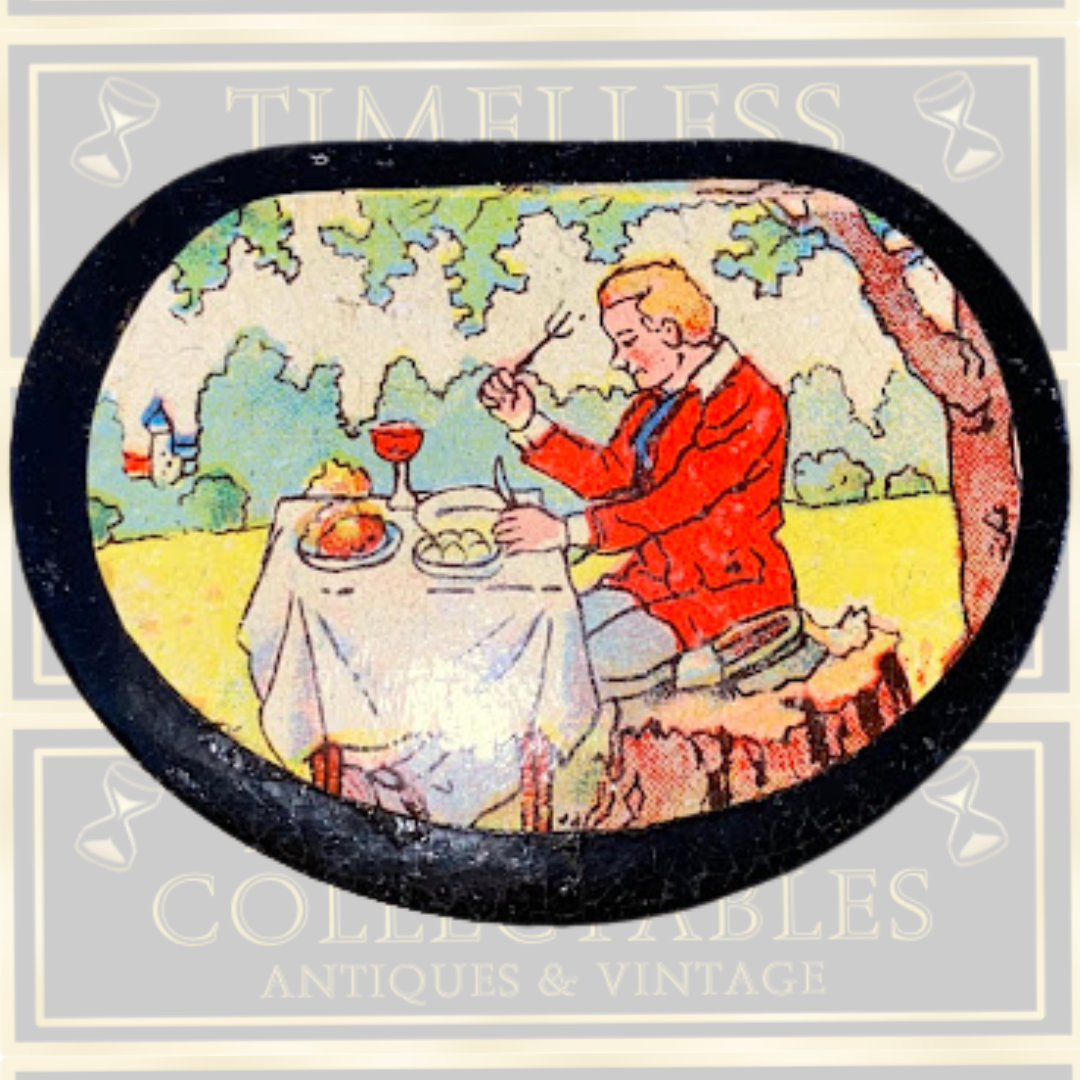 Antique Oval Paper Mache Lacquer Snuff Box
