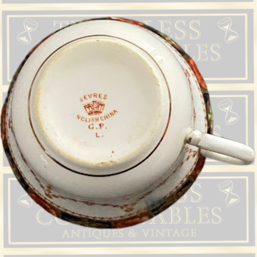 Antique Imari Sevres Teacup Trio 1880-1890s