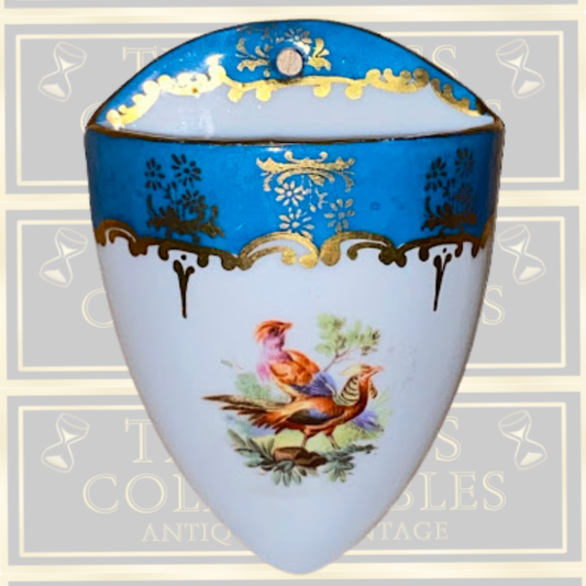 Antique Decorative Hand-Painted Bird Scene Wall Pocket