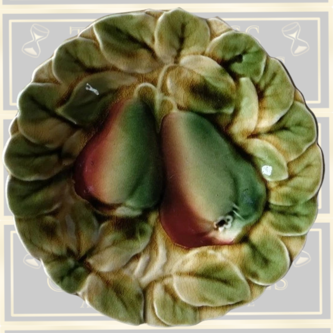 Three Antique French Majolica Pear Plates