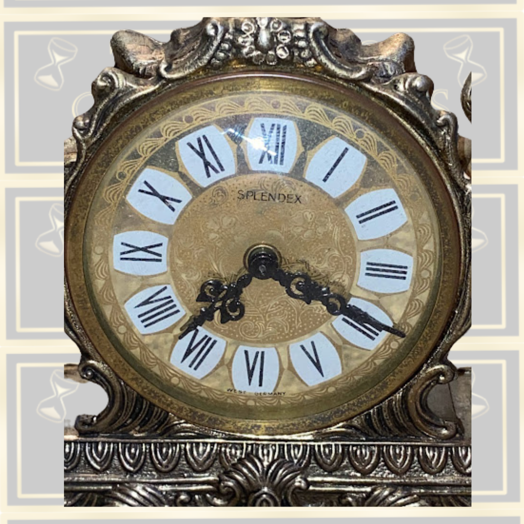 Vintage Splendex Brass Cherub Mantel Clock